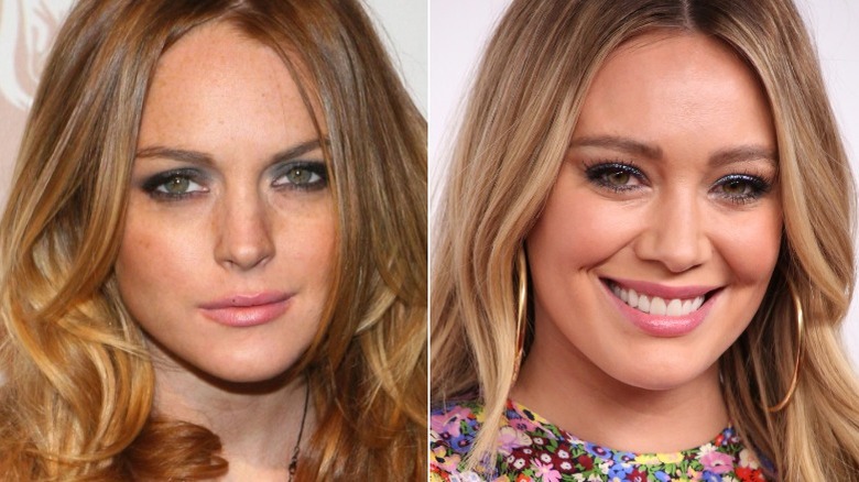 A composite image of Lindsay Lohan and Hilary Duff