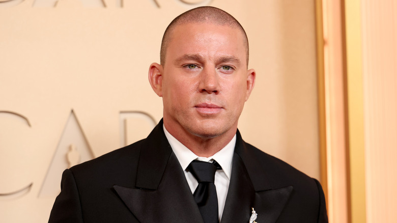 Channing Tatum posing in tuxedo