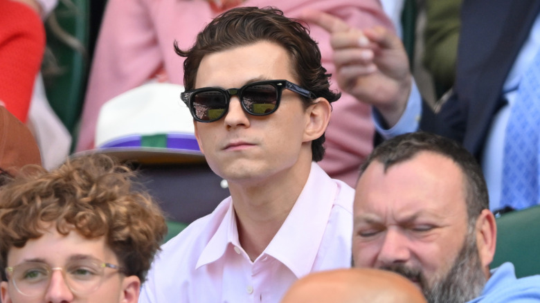 Tom Holland wearing sunglasses at Wimbledon 2025