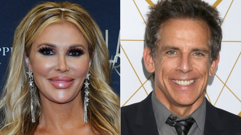 Split screen closeups of Ben Stiller and Brandi Glanville smiling