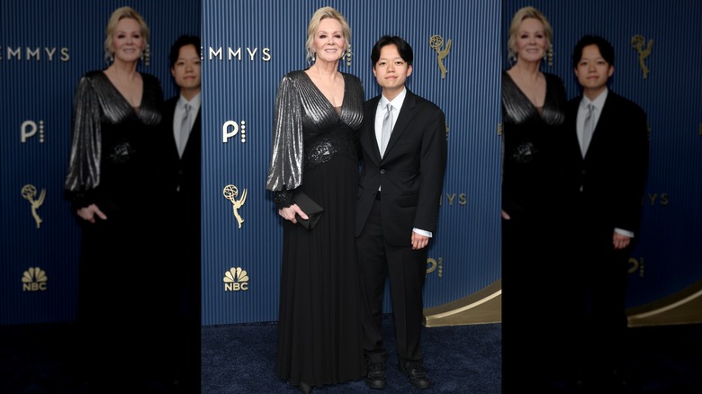 Actor Jean Smart posing with her son Forrest Gilliland at the 2026 Emmys.