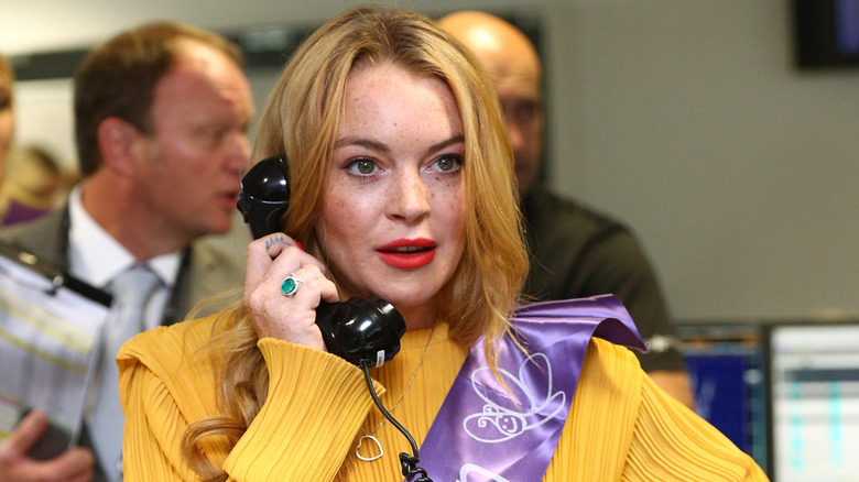 Lindsay Lohan on phone