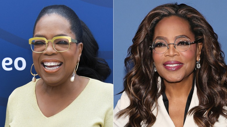 A before and after image of Oprah Winfrey