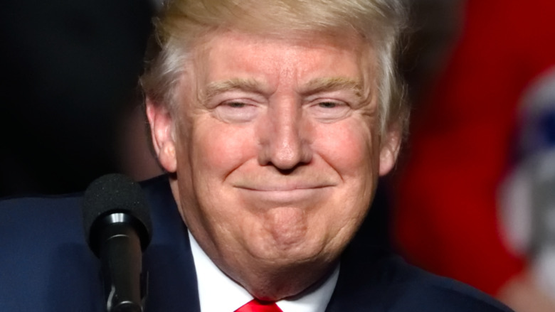 President Trump smiling at a rally 