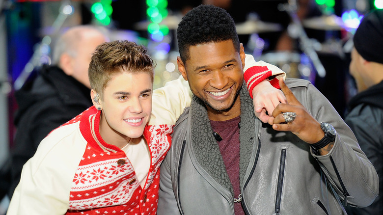 Justin Bieber and Usher performing on the Today Show