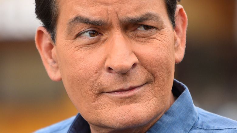 Charlie Sheen raising an eyebrow