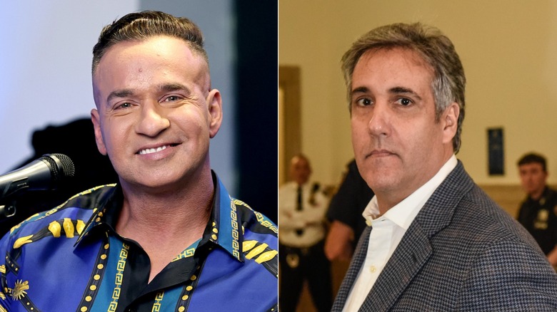 Mike Sorrentino smiling and Michael Cohen looking worried