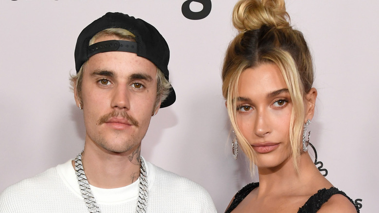 Justin and Hailey Bieber posing together