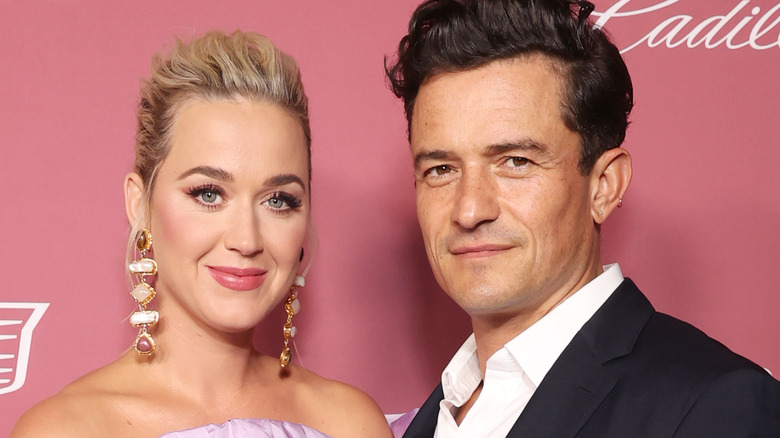 Katy Perry smiling with Orlando Bloom
