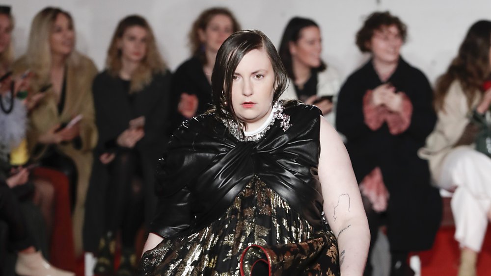 Lena Dunham walks the runway at the 16Arlington show during London Fashion Week, February 2020