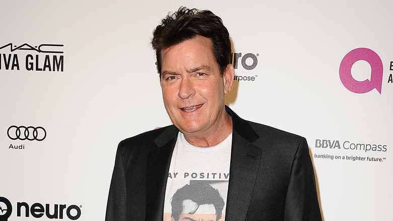 Charlie Sheen dark jacket