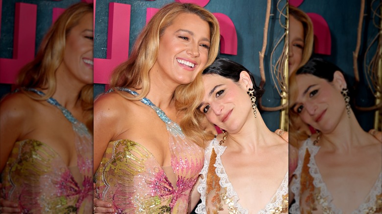 Blake Lively and Jenny Slate pose together at the "It Ends With Us" premiere.