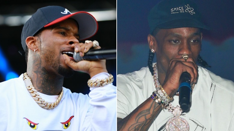 Tory Lanez (left) and Travis Scott (right) performing