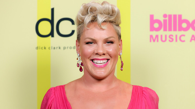 Pink smiling with blonde hair