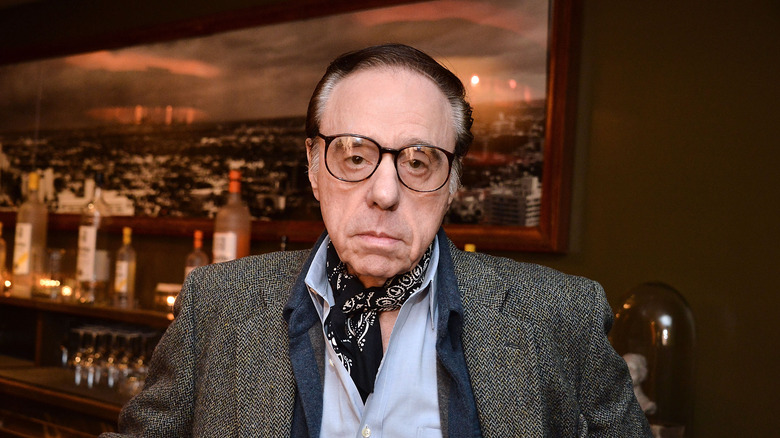 Peter Bogdanovich in a bar