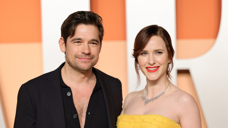 Jason Ralph and Rachel Brosnahan posing