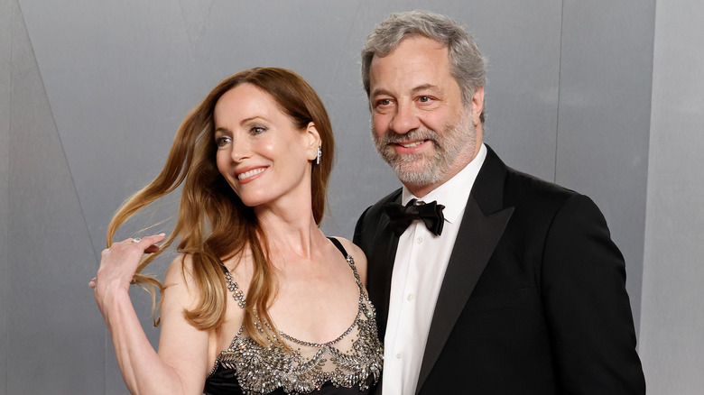 Leslie Mann and Judd Apatow smiling