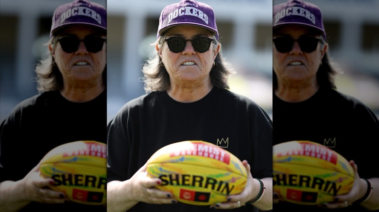 Actor and comedian Rosie O'Donnell posing during the AFLW Round 10 match between Greater Western Sydney Giants and Fremantle Dockers at Henson Park