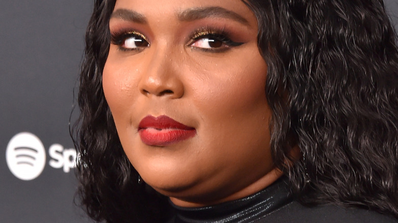 Lizzo in red lipstick