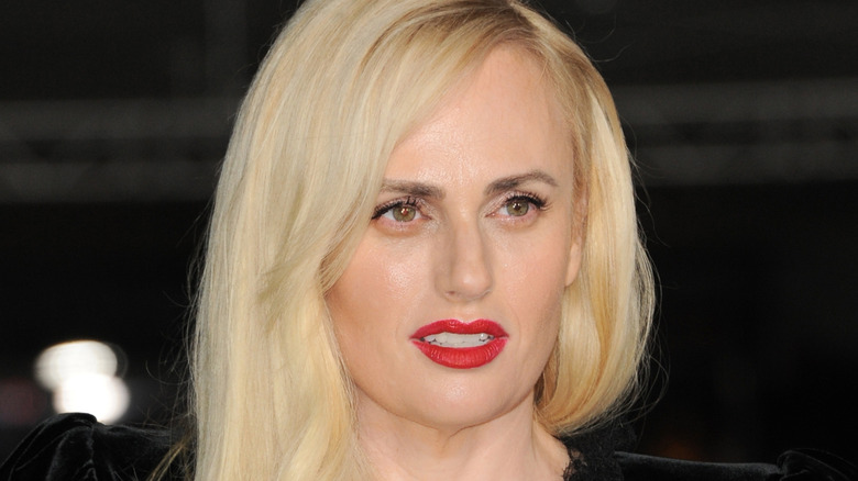 Rebel Wilson wears red lipstick