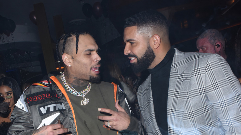 Chris Brown and Drake talking