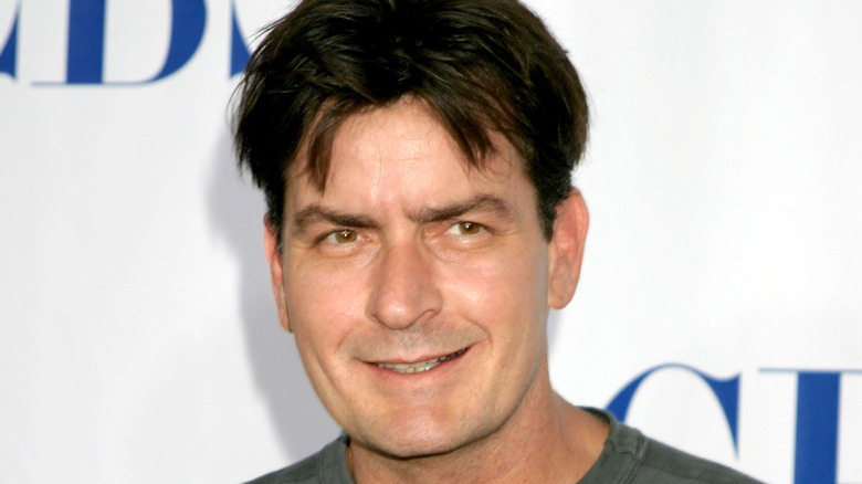 Charlie Sheen at a CBS party