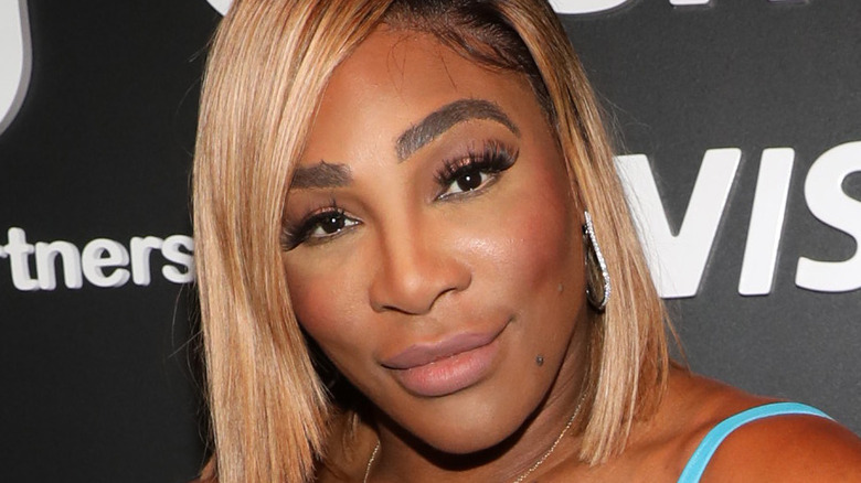 Serena Williams wearing a blue dress