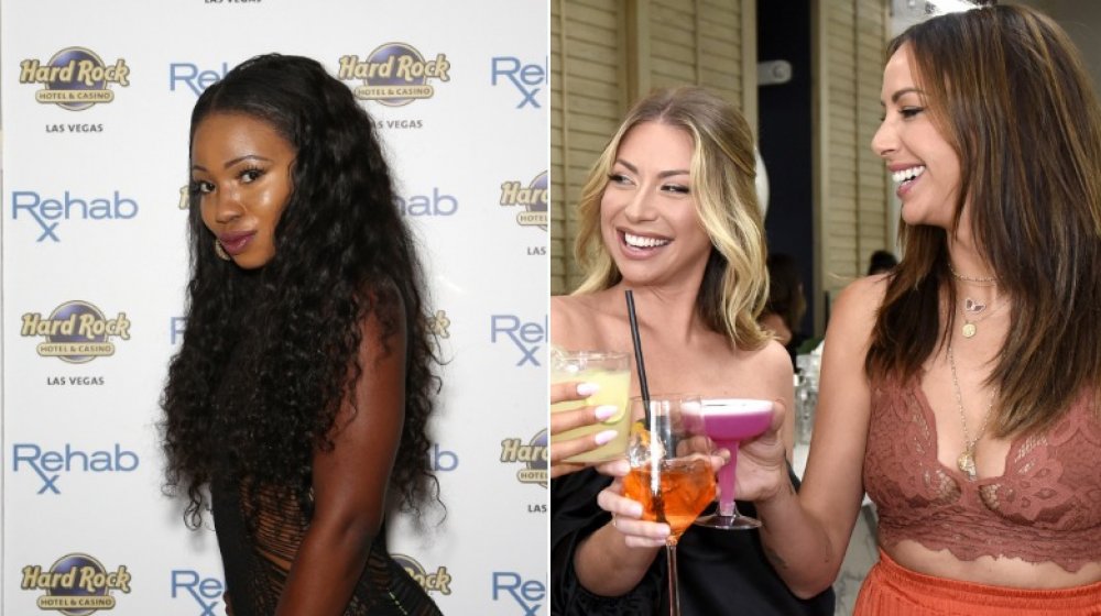 Faith Stowers on red carpet, Stassi Schroeder and Kristen Doute with drinks in hand
