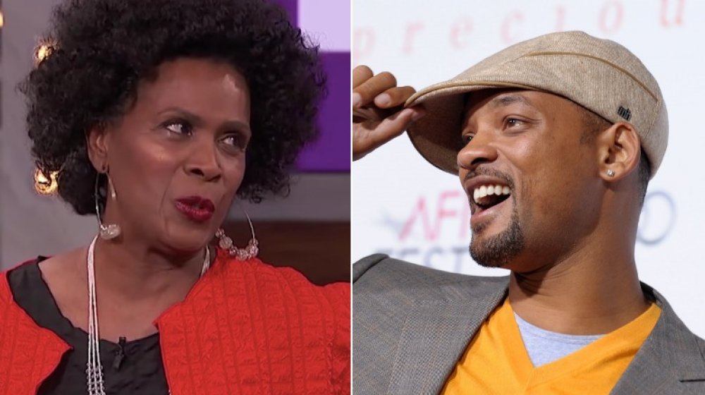 Janet Hubert in red blazer, Will Smith grinning with hat on