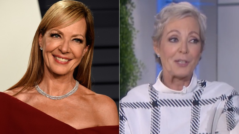 Allison Janney with cropped gray hair on "Ellen"