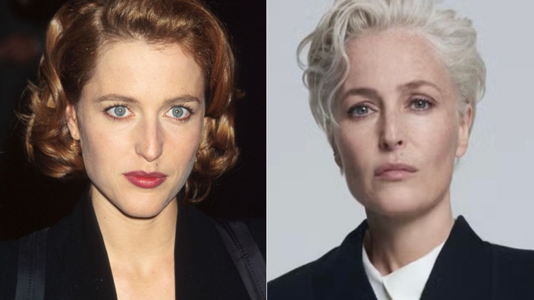 Gillian Anderson wearing a piece from her Winser London collection