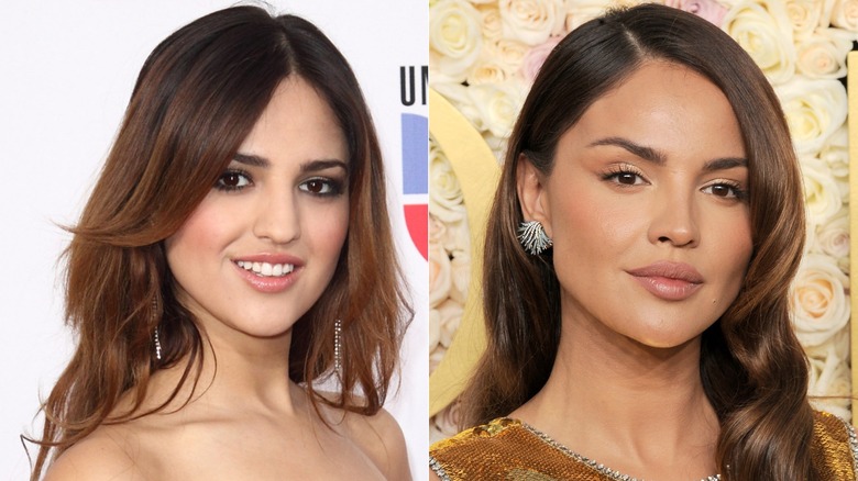 Eiza Gonzalez before and after split image