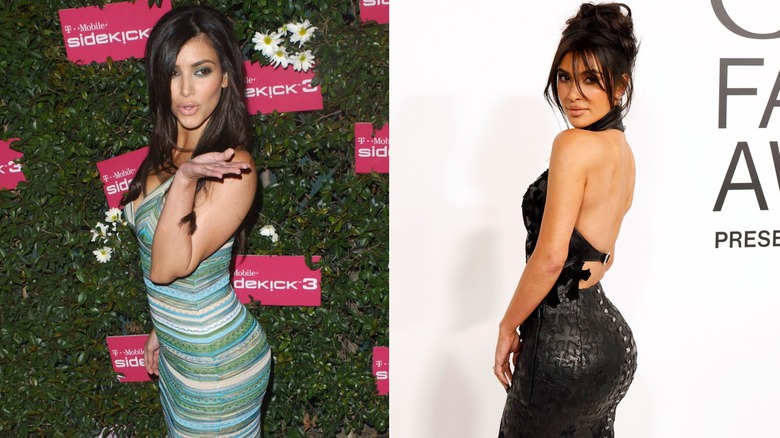 Kim Kardashian before and after split image