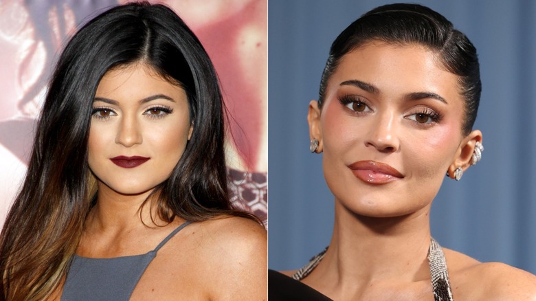 Kylie Jenner before and after split image