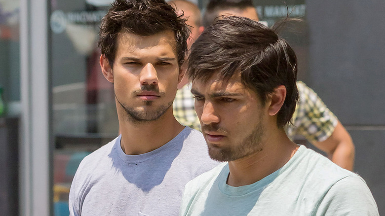 Taylor Lautner and Gabriel Nunez on the set of Tracers