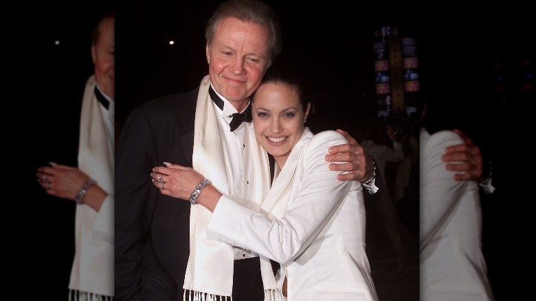Jon Voight and Angelina Jolie hugging