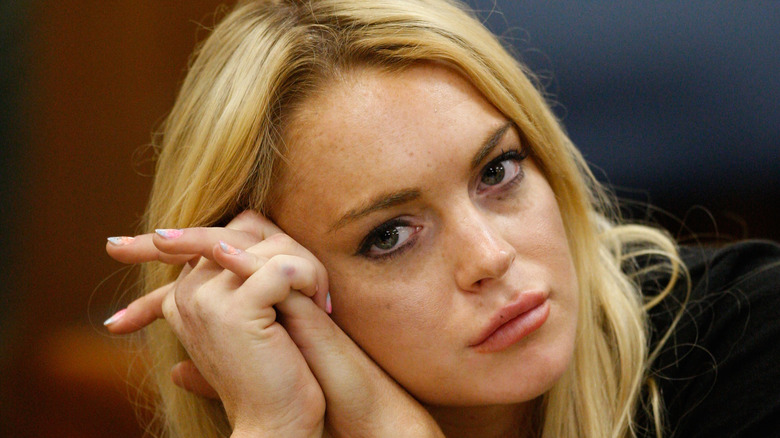 Lindsay Lohan in a courtroom