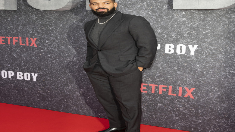 Drake Top Boy premiere gray turtleneck