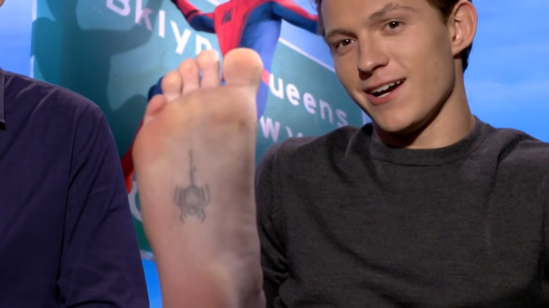 Tom Holland spider foot tattoo