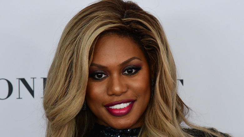 Laverne Cox in red lipstick
