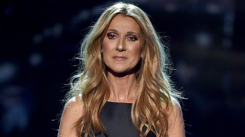 Celine Dion music black dress somber look