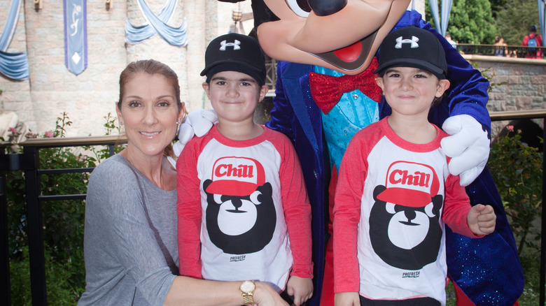 Celine Dion with her twin sons Nelson and Eddy
