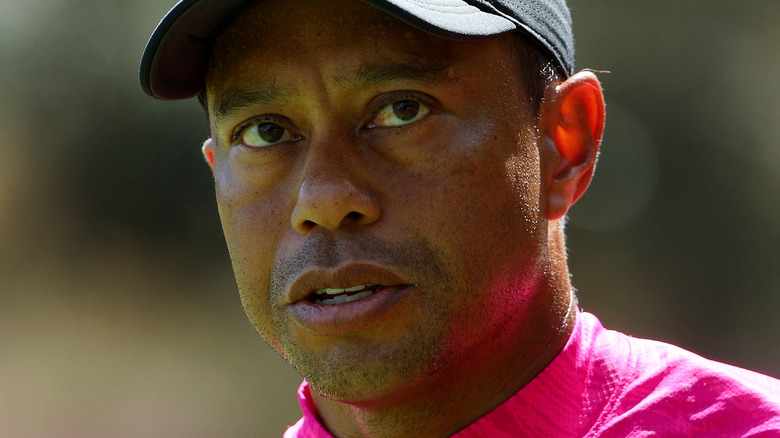 Tiger Woods looking serious
