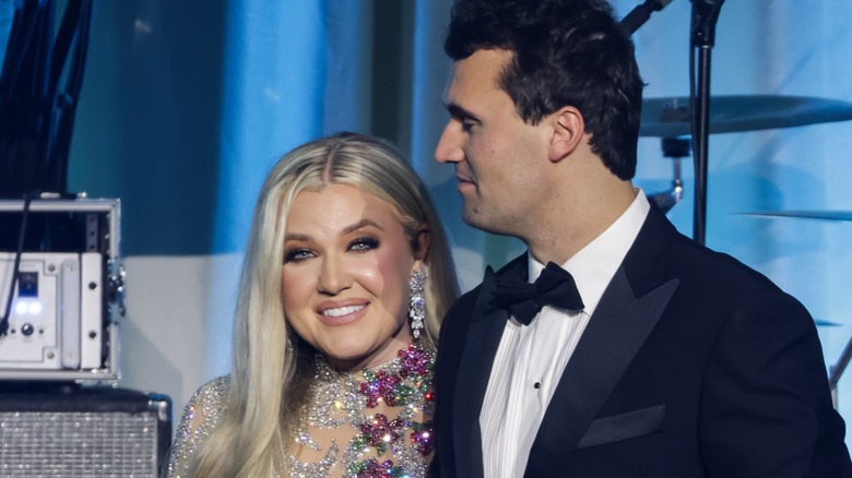 Erika Kirk and Charlie Kirk on stage during the Turning Point USA Inaugural-Eve Ball in Washington, DC (2025)