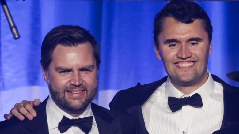 JD Vance and Charlie Kirk on stage during the Turning Point USA Inaugural-Eve Ball in Washington, DC (2025)