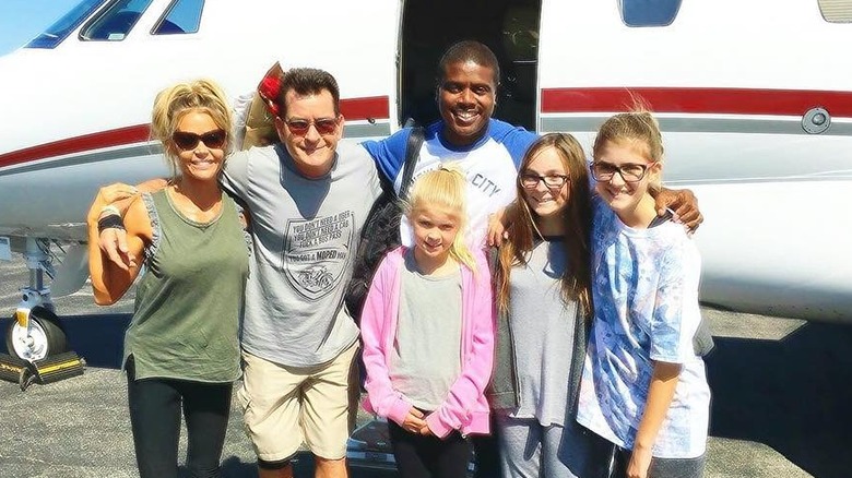 Denise Richards and Charlie Sheen with their kids