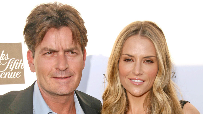 Charlie Sheen poses with Brooke Mueller