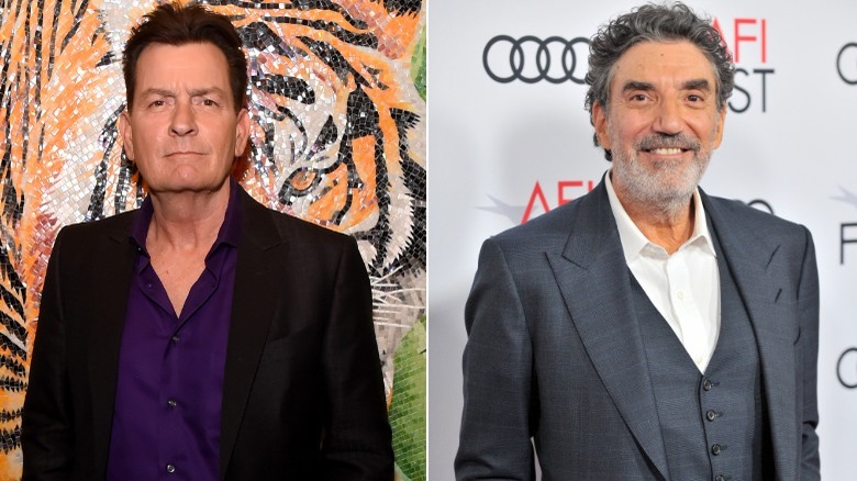 Chuck Lorre and Charlie Sheen posing