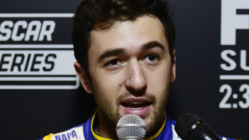 Chase Elliott speaking to reporters