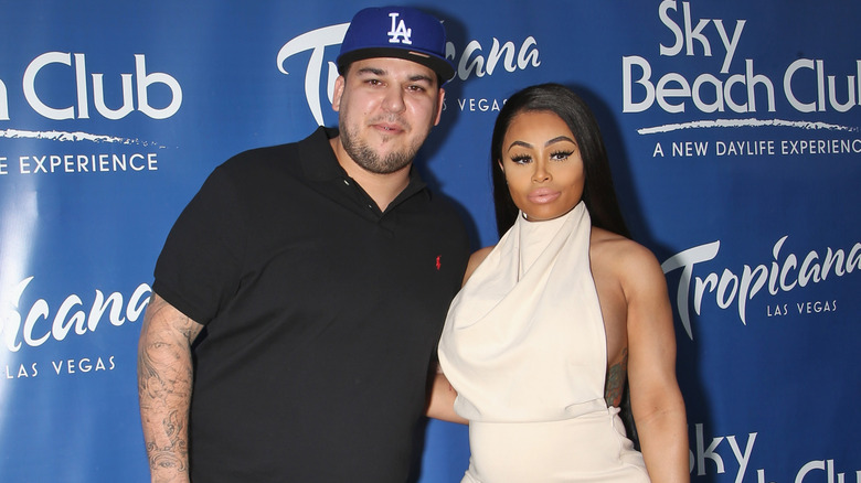 Rob Kardashian and Blac Chyna at an event